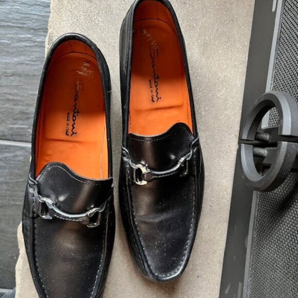 Santoni Black leather bit- loafers main image 4